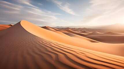 Fototapeta na wymiar Panorama of sand dunes in the Sahara desert, Morocco.