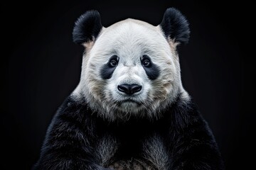 Obraz premium Giant panda isolated on black background