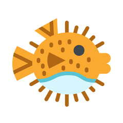 Puffer Fish Vector Thick Line Filled Colors Icon Design