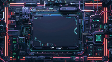 Fototapeta premium cyberpunk style frame border background