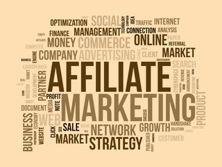 Fototapeta premium Affiliate Marketing word cloud template. Business model concept vector background.