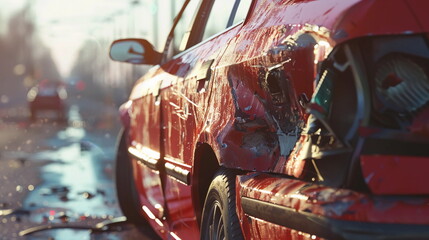 Car Accident, Damage crash with copy space. generative AI