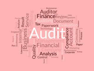 Audit word cloud template. Business model concept vector background.