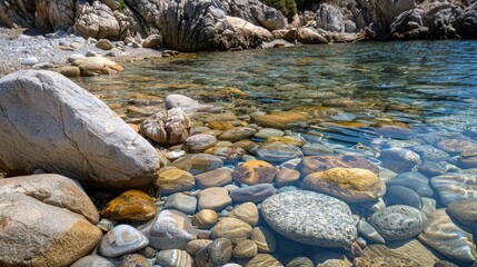 Obraz premium Pebbles on the coast of Cannigione in Sardinia
