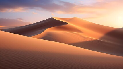 Fototapeta na wymiar Sand dunes in the desert at sunset, panoramic view