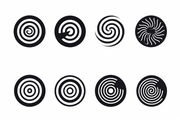 various editable spiral stroke collection vector icon, white background, black colour icon
