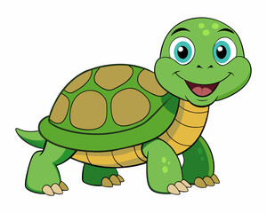 Obraz premium Cute little turtle cartoon isolated on white background. Vector illustration. Сartoon