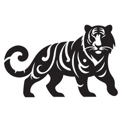 tiger silhouette vector illustration white background