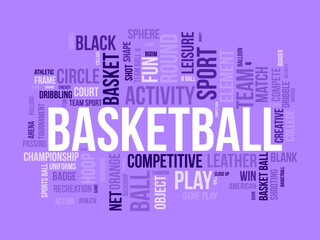 Basketball word cloud template. Sports concept vector background.
