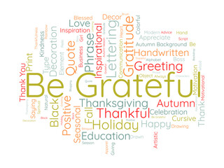 Fototapeta premium Be Grateful word cloud template. Gratitude concept vector background.