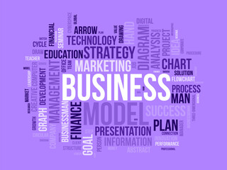 Business Model word cloud template. Business diagram concept vector background.