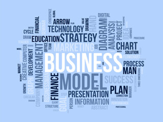 Business Model word cloud template. Business diagram concept vector background.