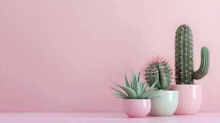 set of colorful cactus plants in colored pots. Exotic and Tropical Plants - Cacti for design isolated on white background. Hand drawn succulent realistic illustrations for design. Ai generated  - obrazy, fototapety, plakaty