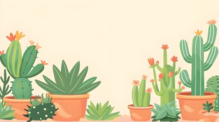 set of colorful cactus plants in colored pots. Exotic and Tropical Plants - Cacti for design isolated on white background. Hand drawn succulent realistic illustrations for design. Ai generated 