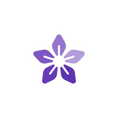 Five Petal Flower with Shining Spark Light Vector Logo Design