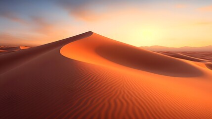 Fototapeta na wymiar Desert dunes panorama at sunset. 3d render illustration