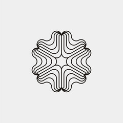 Abstract circle geometric lines logo. Artistic pattern logo in black and white.