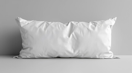 A white pillow is laying on a gray surface