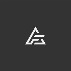 AF monogram logo in black and white. A and F logo - obrazy, fototapety, plakaty
