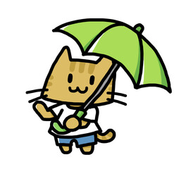 傘をさすネコ２