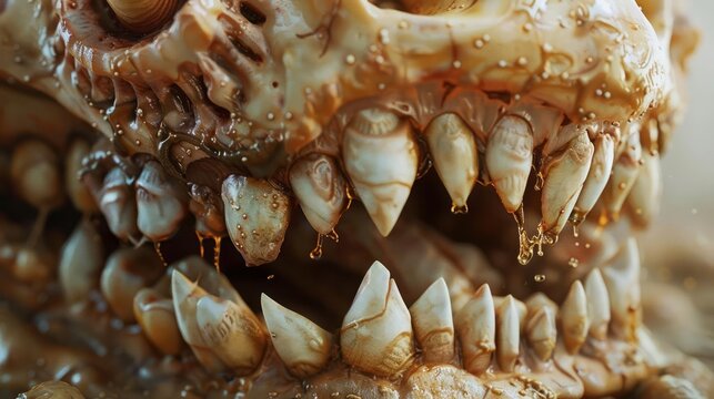 With a toothy grin and a glint in its eye, a personification of plaque marches across a set of pearly whites, its every step leaving behind a path of destruction