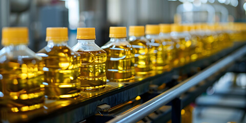 Refined sunflower oil production line - obrazy, fototapety, plakaty