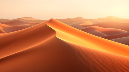Fototapeta na wymiar Desert sand dunes panorama at sunset. 3d render