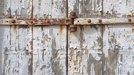 Old white wooden door with rusty lock