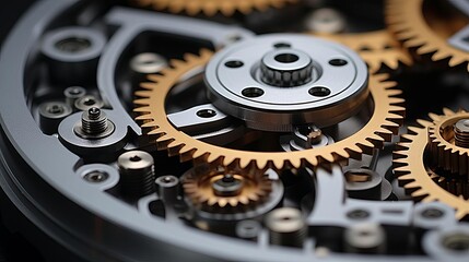 A close up of a mechanical watch movement.