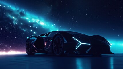 Futuristic sports car. Neon concept.