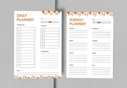 Daily and Weekly Planner Template Layout