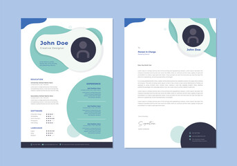 Abstract style cv templates. Professional and modern resume, cover letter business layout job applications. Vector modern minimalist presentation set.