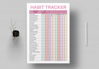 Habit Tracker Template - obrazy, fototapety, plakaty
