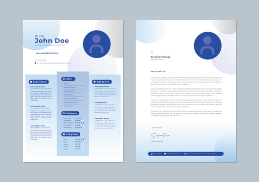 Fresh cv design templates. Clean and modern resume, cover letter business layout job applications. Vector modern minimalist presentation set. - Powered by Adobe