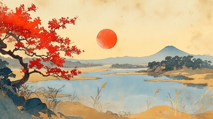 富士山と日の丸の浮世絵9