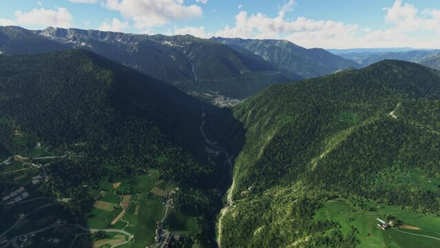 Aerial view of Roc Del Quer in Canillo - The Pyrenees. Andorra