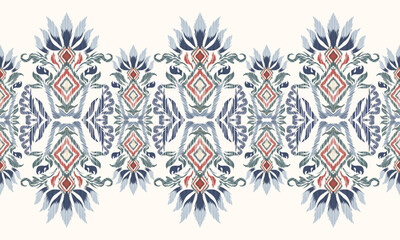 Hand draw digital painting watercolor pattern.Ikat floral embroidery.vector illustration.great for textiles, banners, wallpapers, wrapping - vector design.