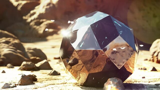 geometric shape background. realistic render of a spherical dodecahedron shape. seamless looping overlay 4k virtual video animation background