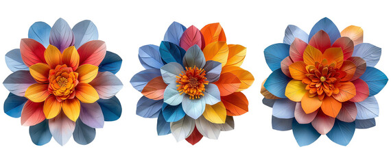 Naklejka premium colorful paper flowers isolated on transparent background 