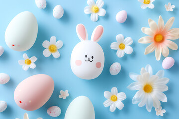 Naklejka na ściany i meble Handmade easter bunny with eggs