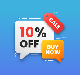 Discount label banner shape tags. Special offer speech bubbles. Promotion banner with 10 percent discount offer. Sale coupon price tag icon sticker message