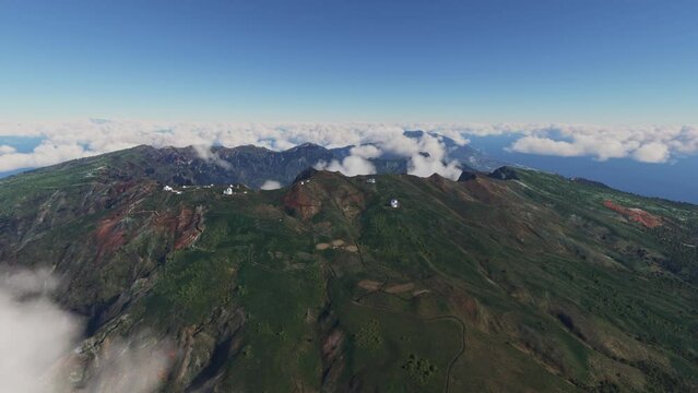 Aerial view of the Roque de Los Muchachos Astrophysical Observatory on La Palma. Spain