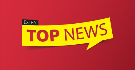 TOP NEWS banner template design or header for headlines for articles or news related to financial business, banking, or the stock market. Banner isolated on red background.