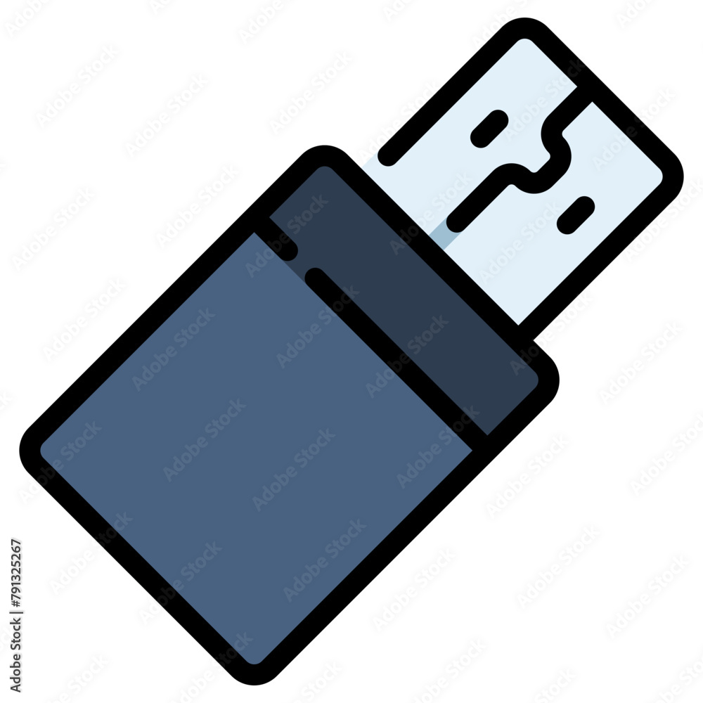 Poster flash disk and usb vector icon filled line style. perfect use for logo, presentation, website, and m