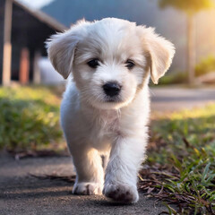 하얀 작은 애완 동물 강아지