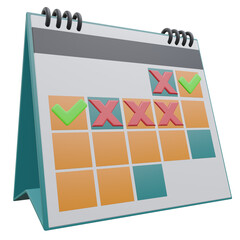 failed schedule, office 3d icon illustration with transparent background