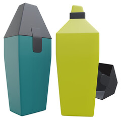 highlighters, office 3d icon illustration with transparent background