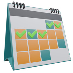 schedule, office 3d icon illustration with transparent background