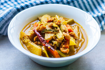 selective focus of famous Bengali recipe 