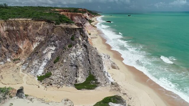 Aerial view of Arapuca Beach, Paraíba south coast - Conde, Paraíba, Brazil